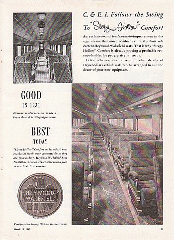   Wakefield Ad C&EI Chicago & Eastern Illinois Railroad Coaches  