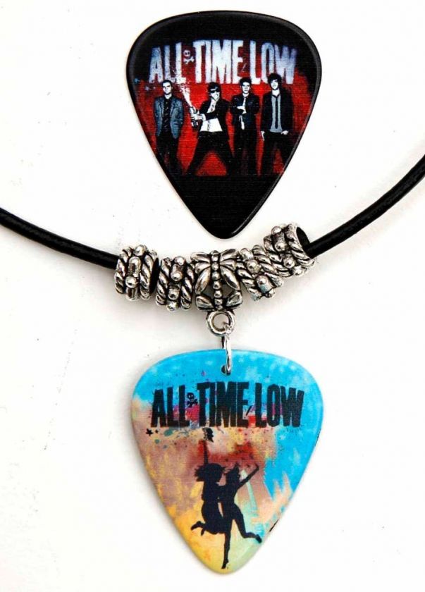 All Time Low Black Leather Necklace + Matching Pick  