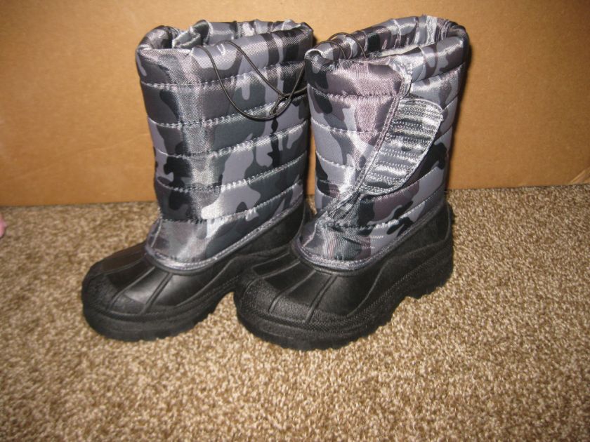 Boys Child Toddler Winter Snow Boots Grey Camo Gray 10  