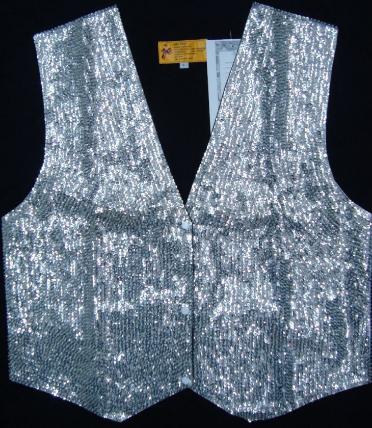 Sequin Vest =Sparkle Hand Made Silver (NEW)unisex  