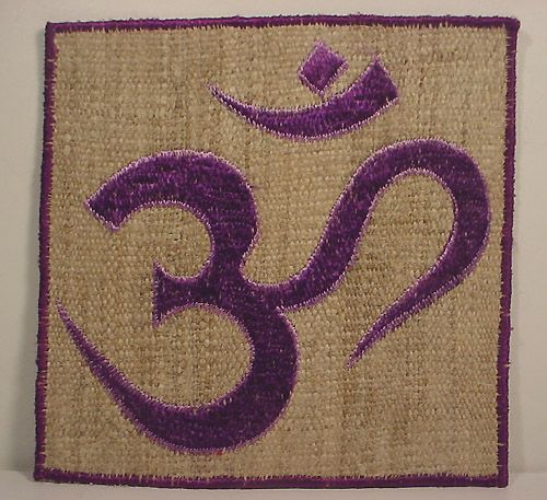 Tibetan Buddhist art ~ OM BADGE ~ hemp patch 6 x 6  