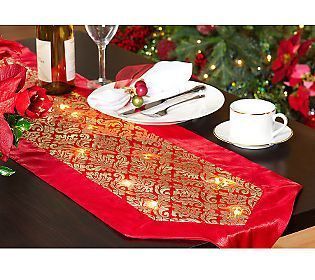 Gold * Bethlehem Lights Battery Operated 6 Damask Table Runner w 