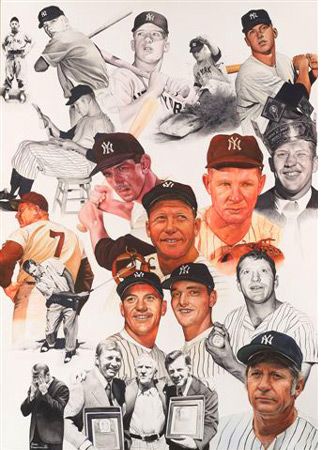 Limited edition (500) Mickey Mantle lithograph 22W x 36H print Hand 