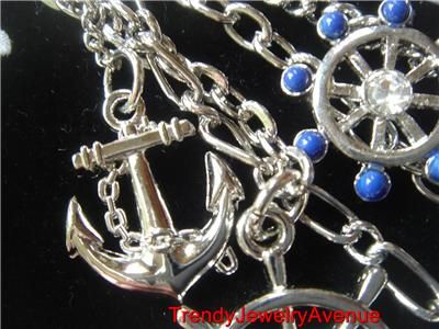 Nautica Boat Wheel Anchor beach Necklace Earrings  