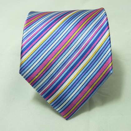 Landisun 84H Multi Color Stripes Mens Silk Tie Set Tie+Hanky 