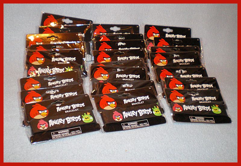 Angry Birds Wholesale Lot of Rubber Bracelets Black 24 Bracelets 