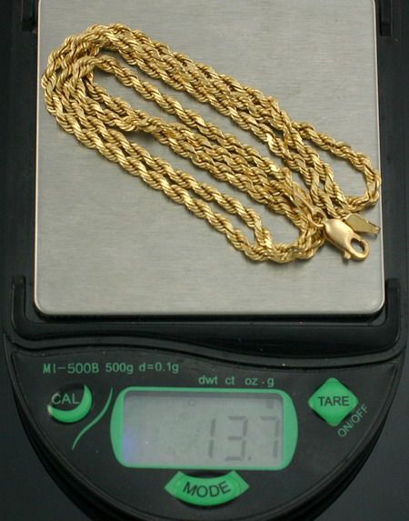   14K Yellow Gold Rope 2.8 mm Necklace 20 Michael Anthony Signed  