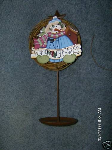 Tole Painted/Hand Painted Snowman Mini Wreath Hanger  