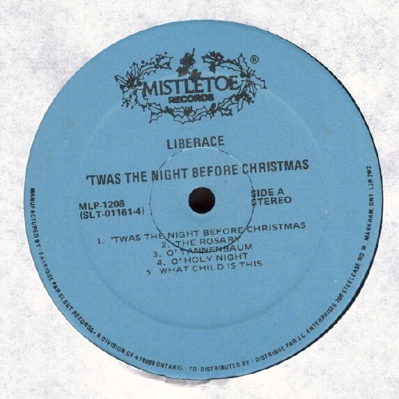 Liberace Twas The Night Before Christmas LP NM Canada  