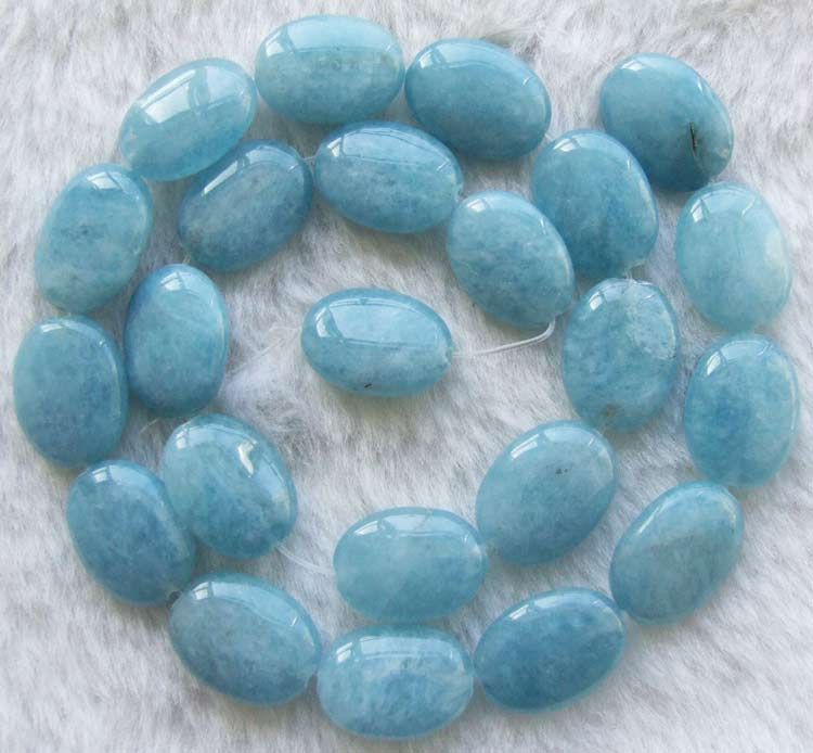 12x17mm Aquamarine Flat Oval Beads 15.5  