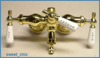 CLAWFOOT TUB DIVERTER FAUCET BRASS Porcelain LEVER NEW  