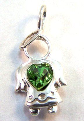 Sterling Silver BIRTHSTONE ANGEL Pendant  August  