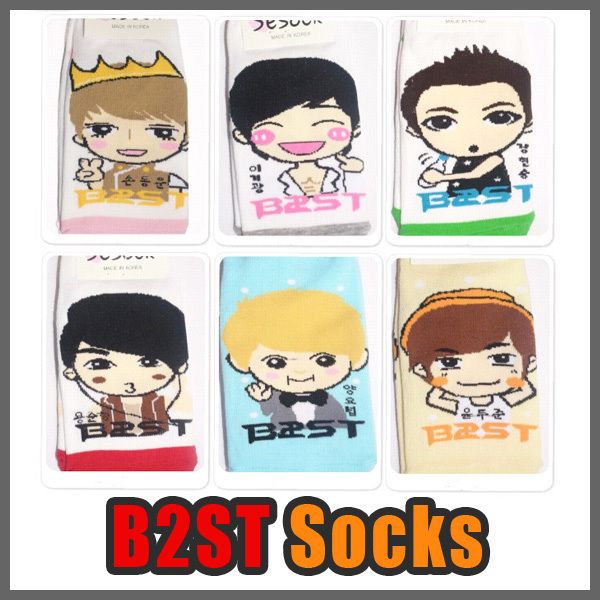 New B2ST 6 pairs of Socks BEAST Korea k pop + Bonus  