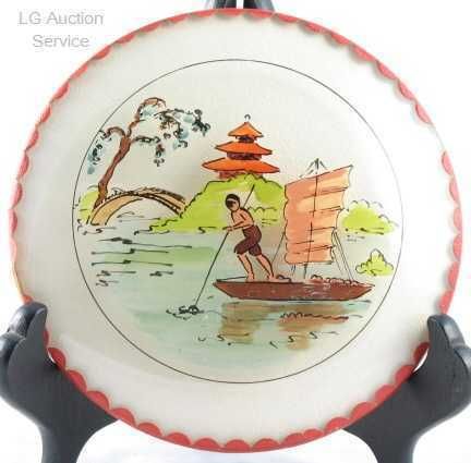 Edna Lewis Studio Reverse Hand Painted Oriental B10  