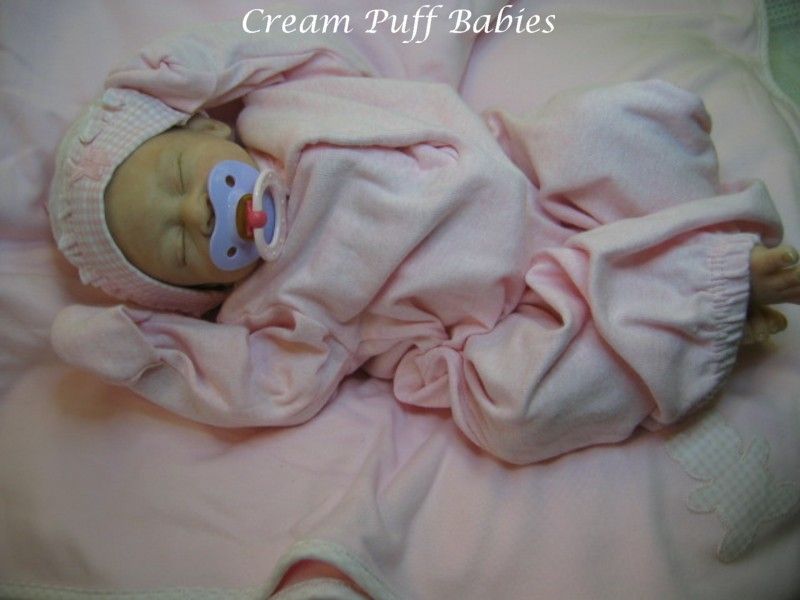 REBORN NEWBORN BABY GIRL DOLL ANGIE BY JACQUELINE GWIN & CREAM PUFF 