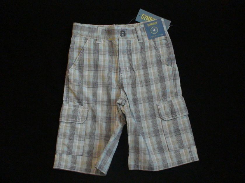 NWT GYMBOREE SHARK COVE BLUE GREEN PLAID CARGO SHORTS 4  