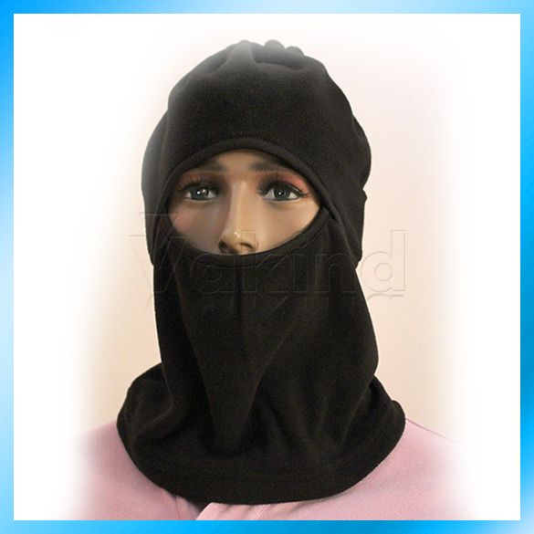 Hole Black Balaclava Full Face Mask Cap Hat Ski 2 Layers Shield Hood 