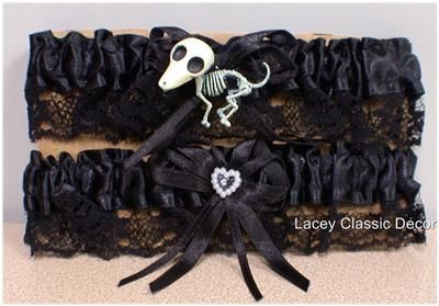 Scraps Skeleton Dog Tim Burton Corpse Bride Bridal Wedding Garter Toss 