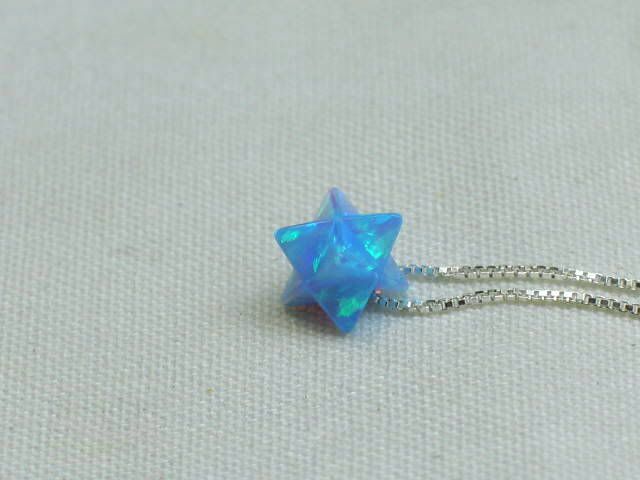 Star of David 3D Opal Pendant Necklace 925 Silver  