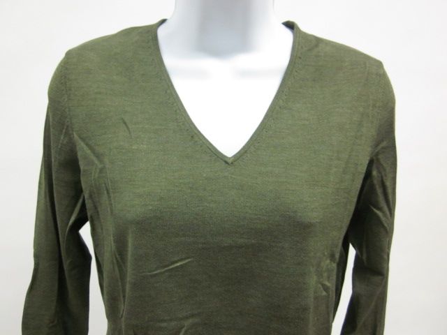 BELFORD Olive Silk V Neck Sweater Sz M  