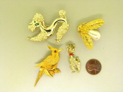 SIGNED JJ GERRYS LOT 12 FIGURAL BUTTERFLY DRAGONFLY RHINESTONE VINTAGE 