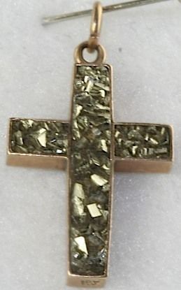 VICTORIAN ANTIQUE 10K ROSE GOLD PYRITE CROSS PENDANT  