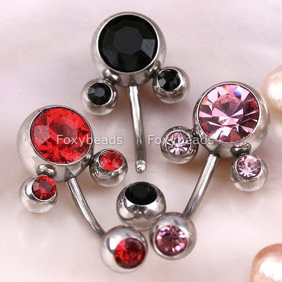 5P Bulk 16g Body Piercing Navel Belly Button Rings Bar  