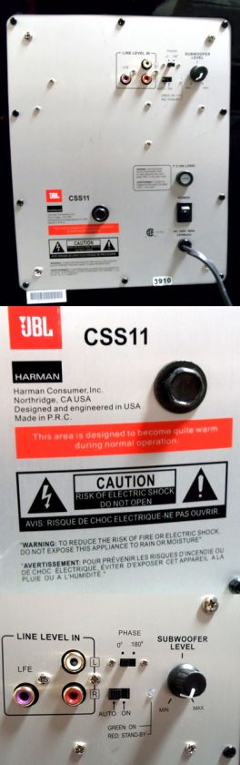 work items included original box jbl css11 manual power cable