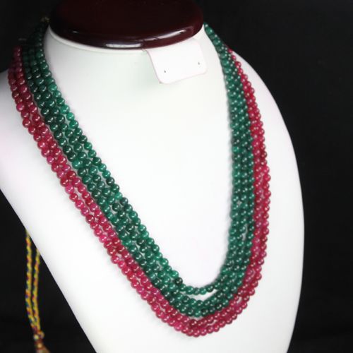 514.00 CARAT EXEBURENT TOP NATURAL ROUND PLAIN RUBY & EMERALD BEADS 