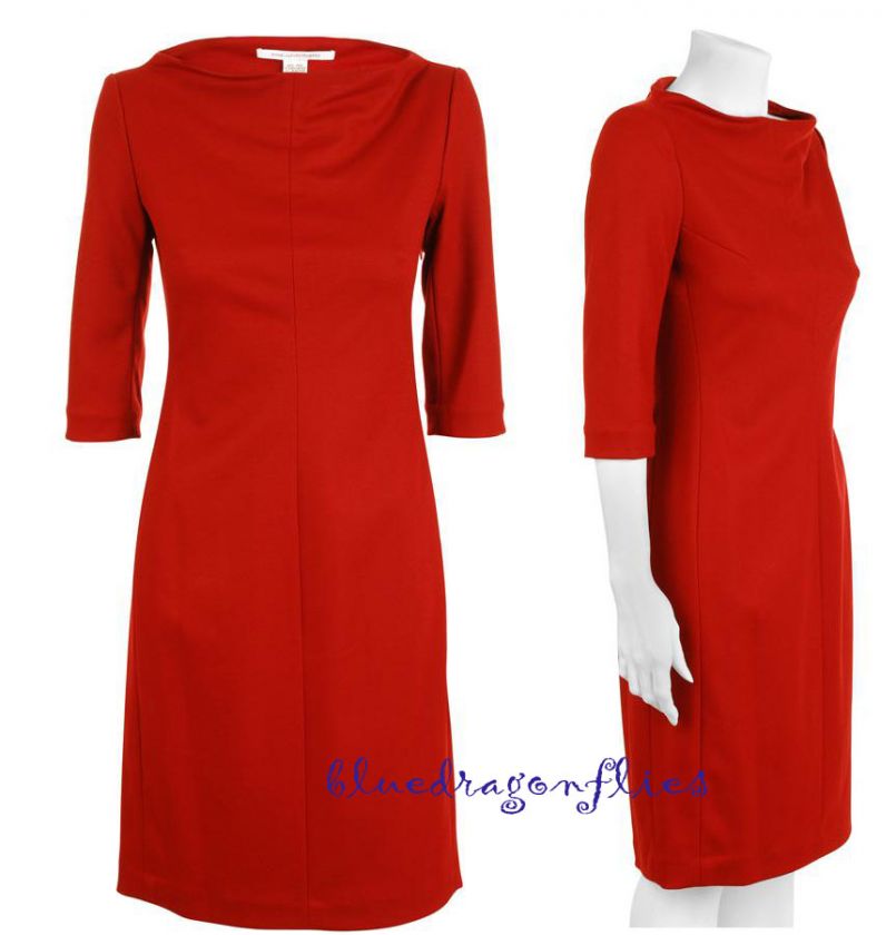 DIANE VON FURSTENBERG $398 Cranberry THANDI Wool DRESS  