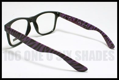   Lens White Zebra Frame Eyewear Retro Old School Nerd Style  