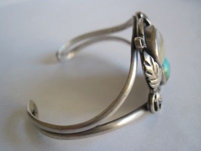 SOUTHWESTERN SILVER BISBEE TURQUOISE CUFF STYLE BRACELET  