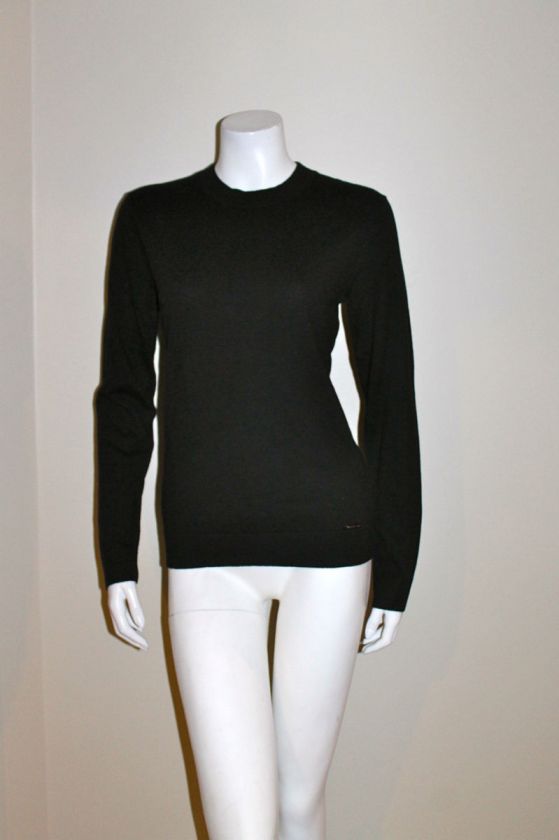 NWT MICHAEL KORS BLACK CREW NECK COTTON SWEATER SMALL  