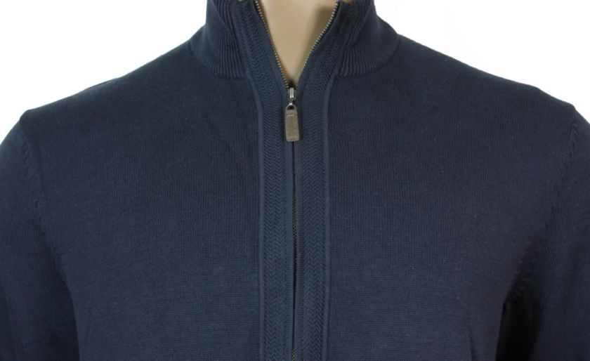 NEW MENS TASSO ELBA FULL ZIP COTTON CARDIGAN SWEATER L  