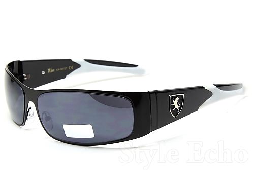 Stylish Colored Temple Khan Mens Metal Shield Designer Sunglasses 