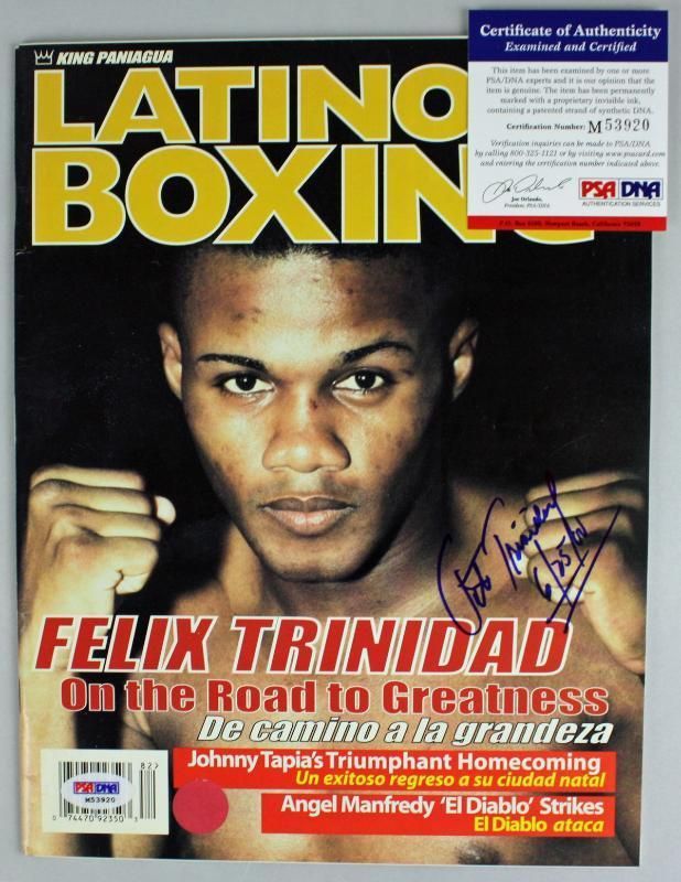 FELIX TRINIDAD AUTHENTIC SIGNED LATINO BOXING MAGAZINE PSA/DNA #M53920