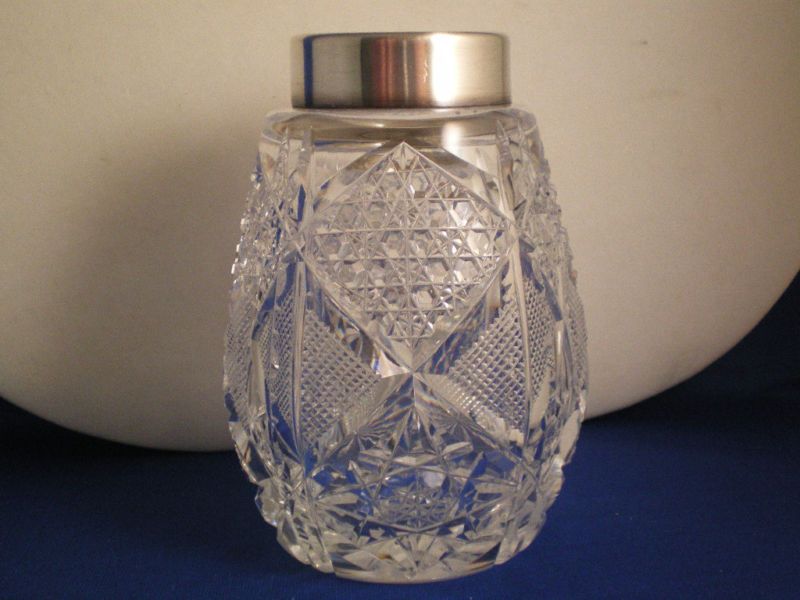 Meriden cut glass SUGAR shaker Wilcox sterling rim top  