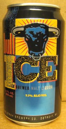 BULL ICE MALT LIQUOR Beer CAN Stroh MICHIGAN 1/1+, 7.7%  