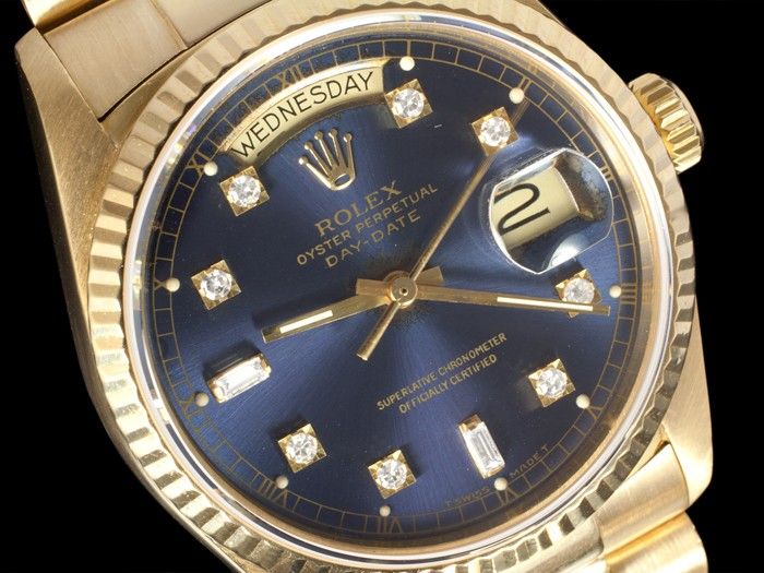 ROLEX Mens PRESIDENT DAY DATE WATCH, 18038   18K GOLD & Diamond Dial 