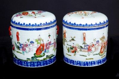 PAIR OF 19TH CENTURY ANTIQUE CHINESE JARS WITH LIDS  
