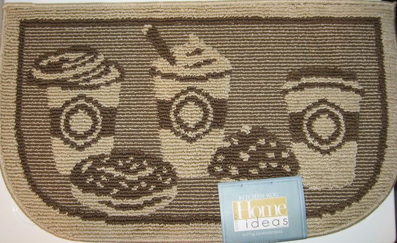 Tan Coffee Java Cafa Pastries Bi Level Kitchen Mat Rug 18 x 30 