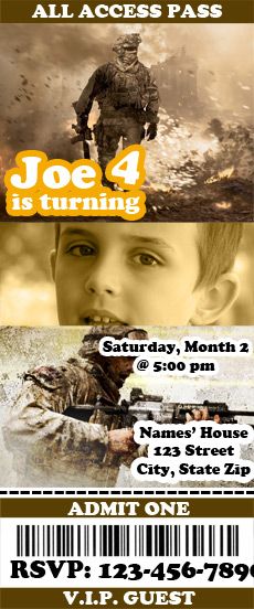 Call Of Duty BIRTHDAY PARTY INVITATION (callofduty03)