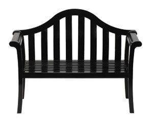 Outdoor Black Wood Garden Bench Camelback Patio Bench  