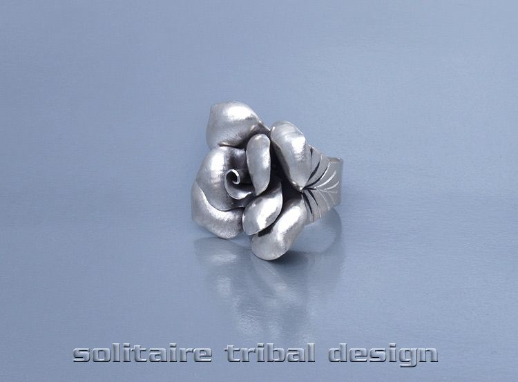 Karen Hill Tribe   Silver Leaved Flower   Tribal Ring  