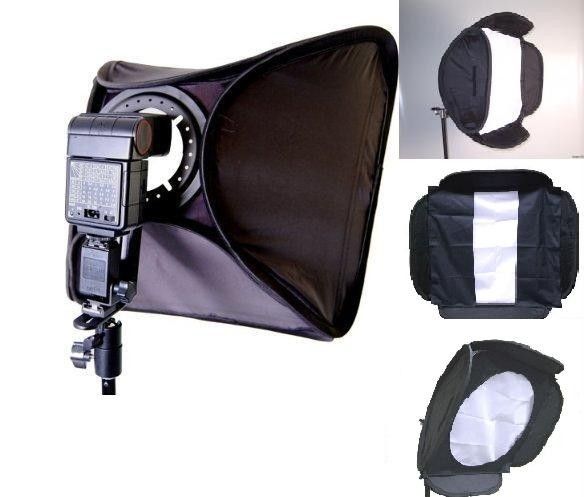 PCS 24x 24 HOTSHOE SOFTBOX 4 SPEEDLIGHT STANDS KIT  