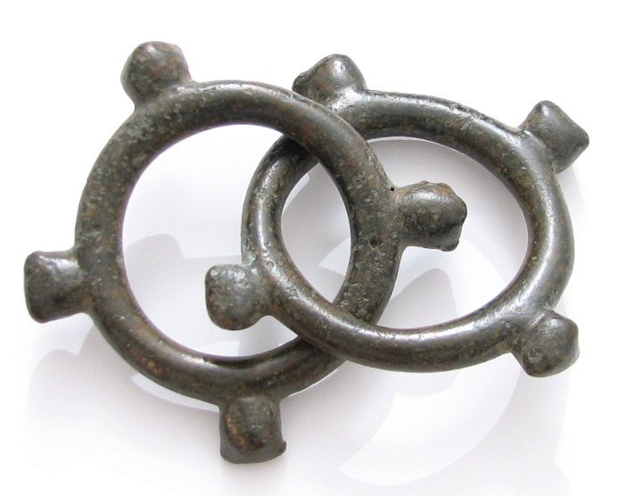 UNIQUE CELTIC BRONZE KNOBBED RINGS PROTO MONEY  