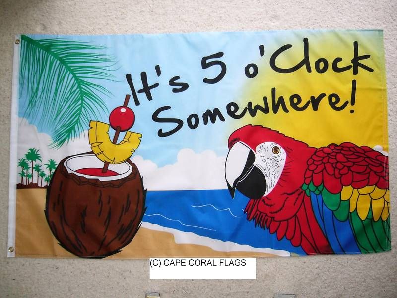 JIMMY BUFFETT ITS 5 OCLOCK SOMEWHERE FLAG 3X5  