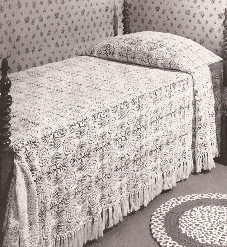 Vintage Popcorn Crochet MOTIF PATTERN BLOCK Bedspread  