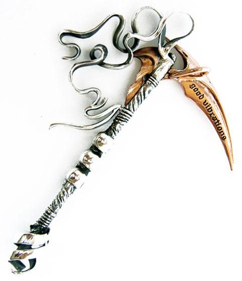 GRIM REAPER SICKLE SCYTHE BLADE STERLING SILVER PENDANT  