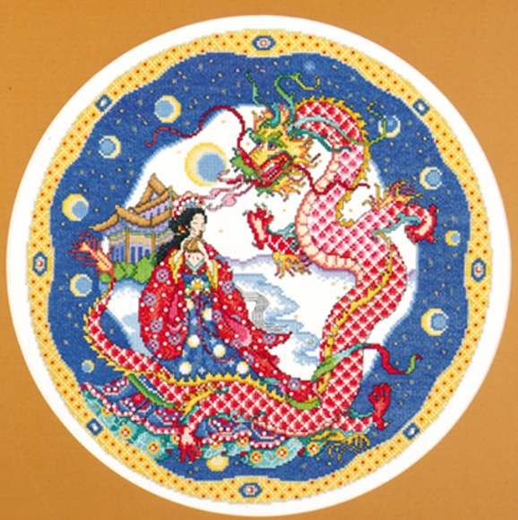 Design Works Counted Cross Stitch kit 14 Round~ DRAGON MAIDEN CIRCLE 